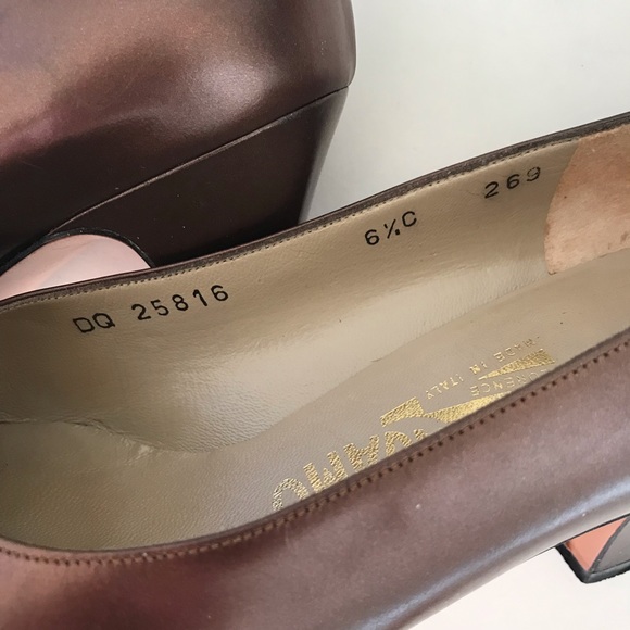 Ferragamo Bronze Vintage Heels - Picture 9 of 11